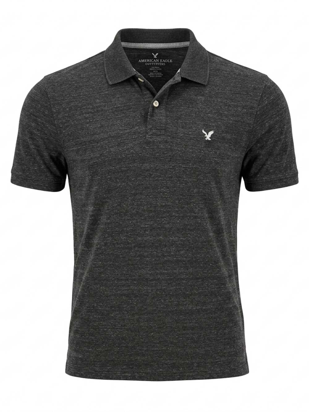American Eagle Outfitters Men's L Charcoal Heather Gray Polo Shirt Short Sleeve